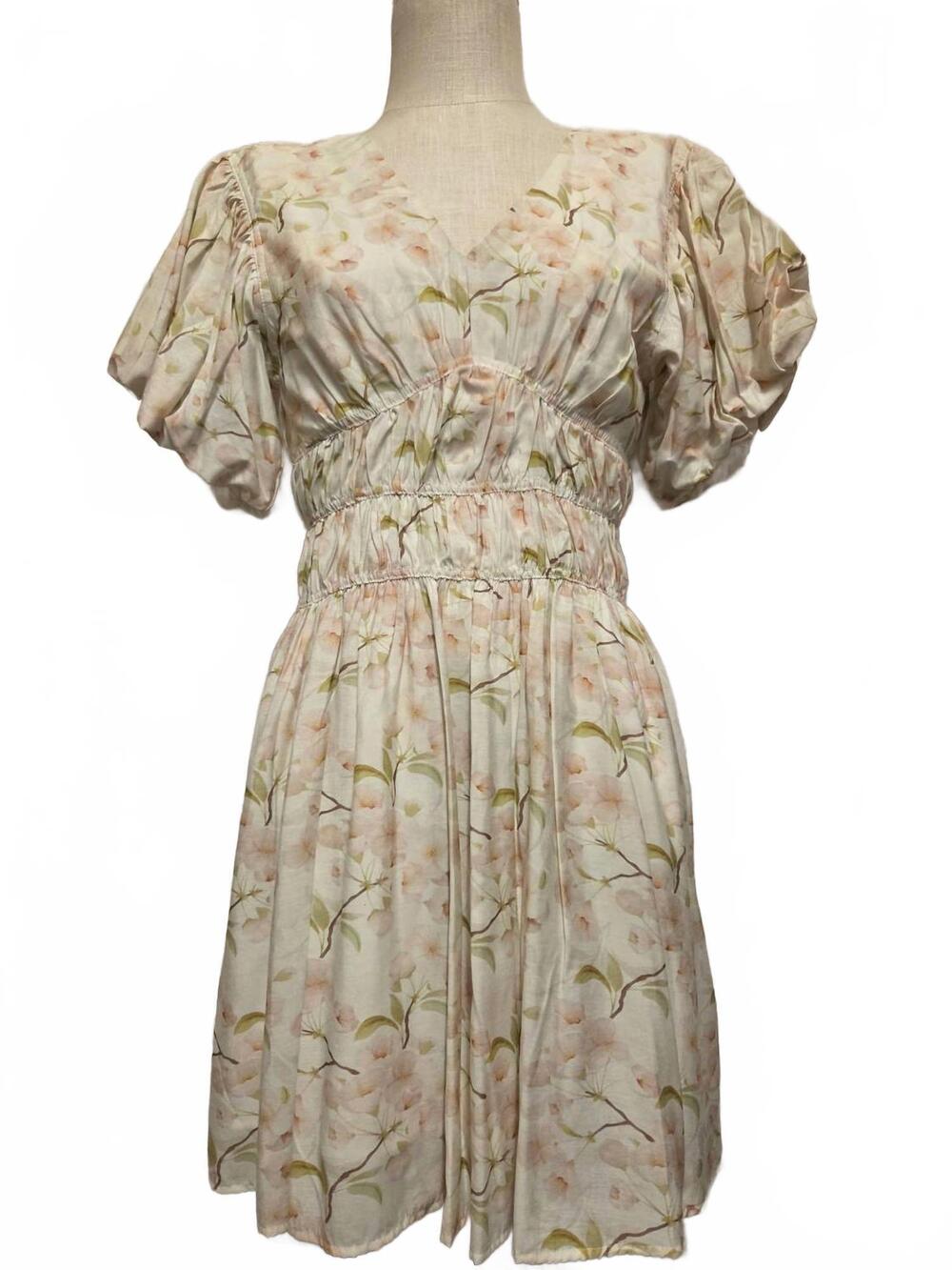NEW EN SAISON women's puff sleeve mini dress in soft floral print